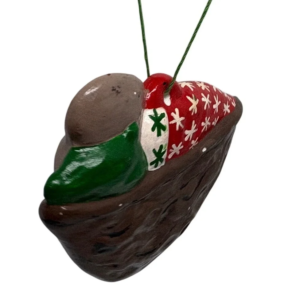 Handmade‎ Ceramic Mouse Sleeping Walnut Shell Christmas Ornament Christmas Decor